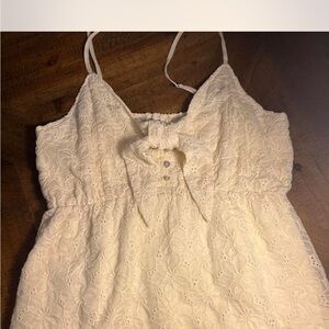 Miss Me | Cream Sleeveless Boho Eyelet Top